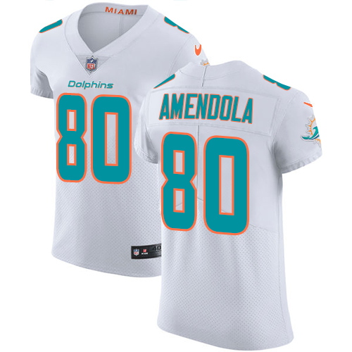 Nike Dolphins #80 Danny Amendola White Men's Stitched NFL Vapor Untouchable Elite Jersey - Click Image to Close